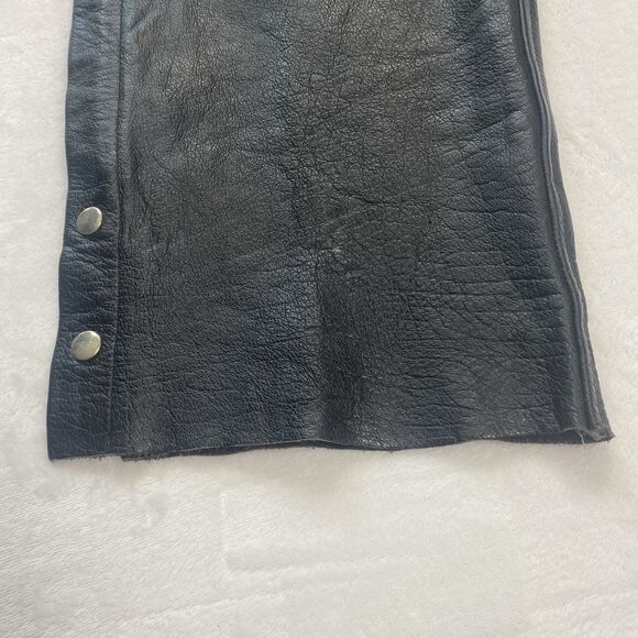 Vintage Barneys Leather Chaps Adult XL Black Leather Motorcycle Riding - Picture 9 of 15